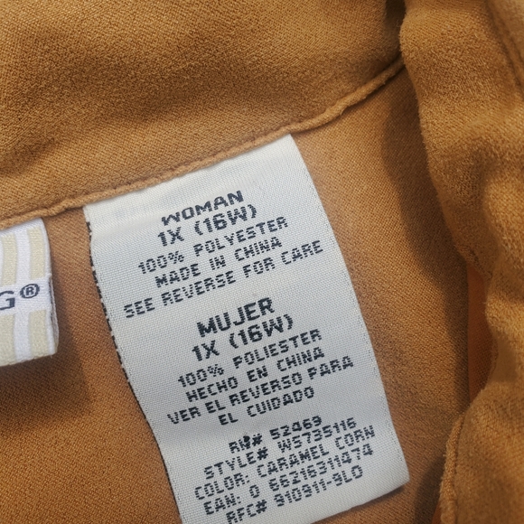 Vintage 90s White Stag Faux Suede button up blouse Carmel corn 1x - Picture 4 of 9